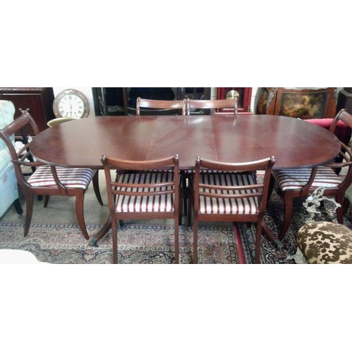 652 - Regency Style Mahogany Extending Dining Table with Six Matching Chairs (4 chairs, 2 carvers)