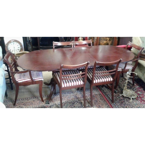 652 - Regency Style Mahogany Extending Dining Table with Six Matching Chairs (4 chairs, 2 carvers)