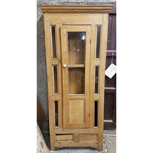 3 - Victorian Pine Display Cabinet of slim design, c.34in wide, 85in tall, 10in deep