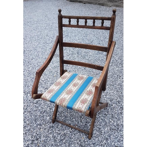 62 - Victorian Mahogany Fold Over Tea Table, an inlaid occasional table, a folding deck chair and a drop ... 