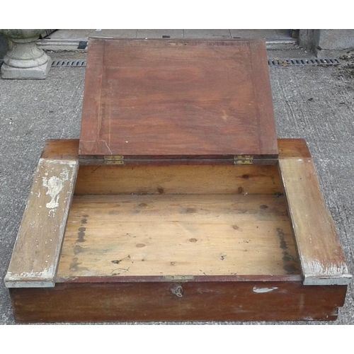 75 - Old Mahogany Desk Top with Lift Up Lid, c.36in wide, 27in deep