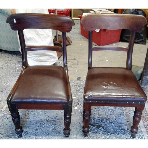 726 - Set of Six William IV Dining Chairs with Brown Covered Seats