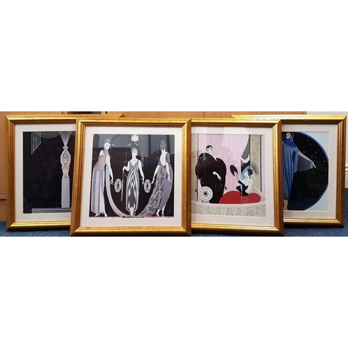 729 - Collection of Four Art Deco Style Prints in gilt frames, each c.40cm x 40cm