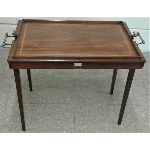 746 - Edwardian Inlaid Mahogany Tray Table, c.31 x 18in