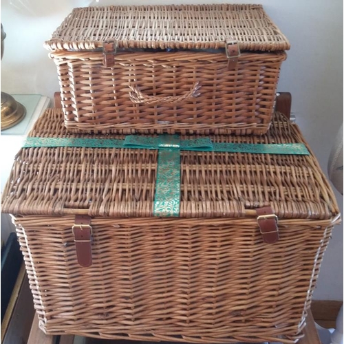 761 - Pair of Wicker Storage Baskets - 21 x 14ins and 16 x 12ins