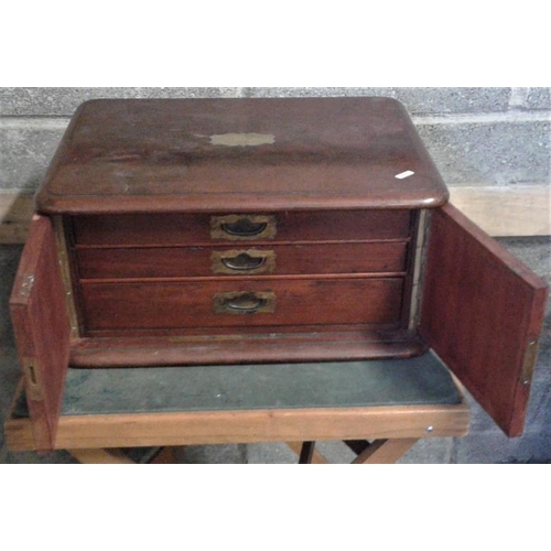 773 - Victorian Mahogany Cutlery/Collector's Cabinet (brass plaque engraved W J L Guy) and an oak cutlery ... 