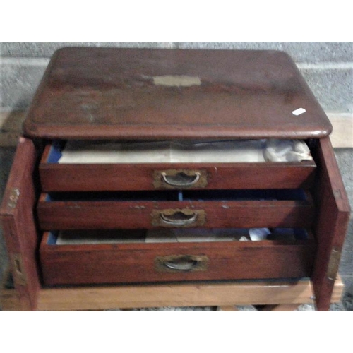 773 - Victorian Mahogany Cutlery/Collector's Cabinet (brass plaque engraved W J L Guy) and an oak cutlery ... 