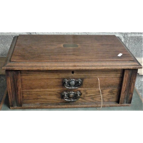 773 - Victorian Mahogany Cutlery/Collector's Cabinet (brass plaque engraved W J L Guy) and an oak cutlery ... 