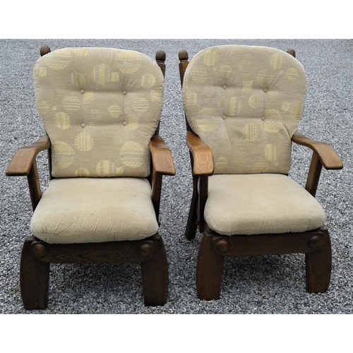 776 - Pair of Oak Frame Armchairs