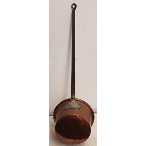 7 - 19th Century Long Handled Copper Saucepan, handle c.23in