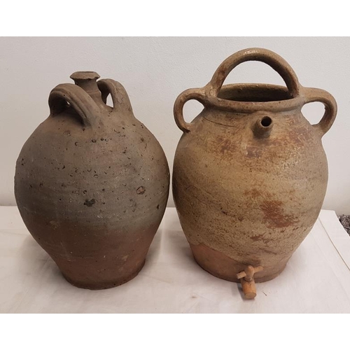 37 - Two 19th Century French Terracotta Olive Jars - Tallest 13.5ins