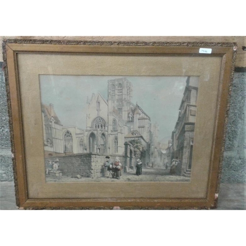 39 - Picture of the Church of St. Vincent at Rouen - Overall c. 19 x 6ins