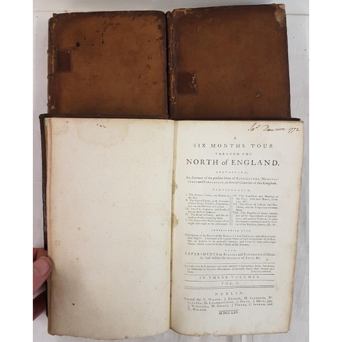 72 - A Six Month's Tour Through The North Of England by Arthur Young, Dublin 1770, three volumes with fol... 