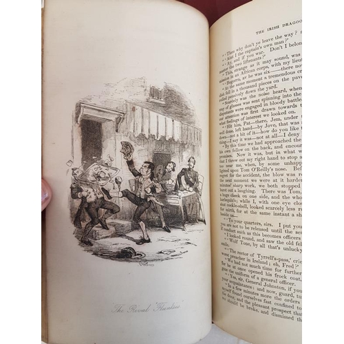 80 - Charles O'Malley - The Irish Dragoon by Charles Lever 1845, two volumes, illustrated by Phiz, quarte... 