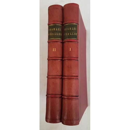 80 - Charles O'Malley - The Irish Dragoon by Charles Lever 1845, two volumes, illustrated by Phiz, quarte... 