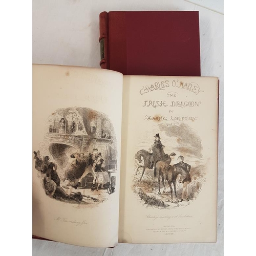 80 - Charles O'Malley - The Irish Dragoon by Charles Lever 1845, two volumes, illustrated by Phiz, quarte... 