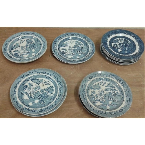 10 - Collection of Mostly Antique Willow Pattern Plates (some 1860)