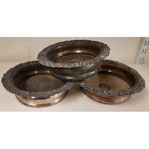14 - Set of Three Silver Plated Wine Bottle Coasters