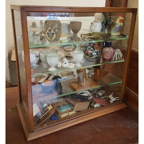20 - Edwardian Oak Shop Display Cabinet with Three Glass Shelves (c. 19 x 19 x 24ins) and One Other Cabin... 