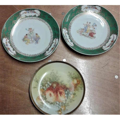 32 - Pair of Vienna Decorated Plaques and a Limoges Chrysanthemum Plate