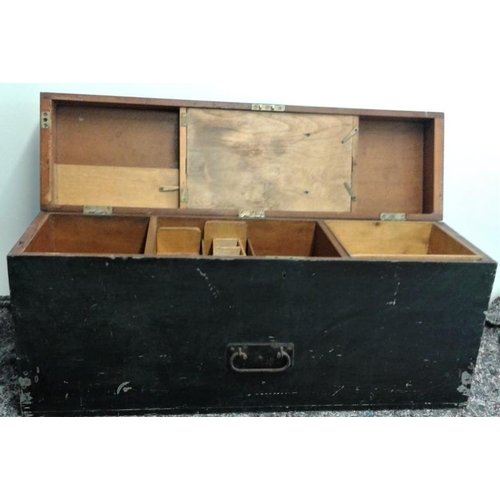 73 - Edwardian Pine Picnic Box - c. 30 x 8.5 x 14ins