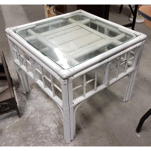 76 - Painted Bamboo and Glass Coffee Table, c.2ft x 2ft