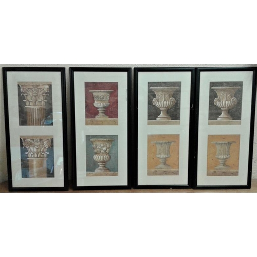 93 - Set of Four Prints of Urns, etc., c.11 x 23in