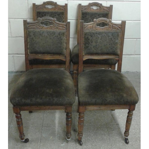 97 - Set of Four Edwardian Green Upholstered Chairs
