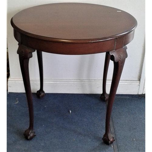 106 - Mid 20th Century Circular Mahogany Table on ball and claw feet - c. 30ins diameter