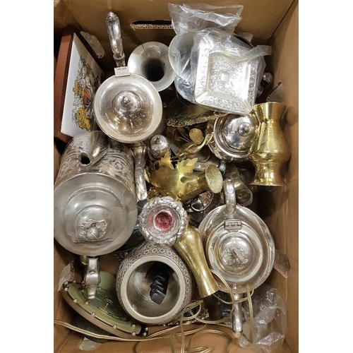 131 - Box of Silver Plate, Brass etc.