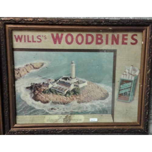 135 - 'Wills's Woodbine Cigarettes' Framed Advertisement - Overall c. 18 x 14ins
