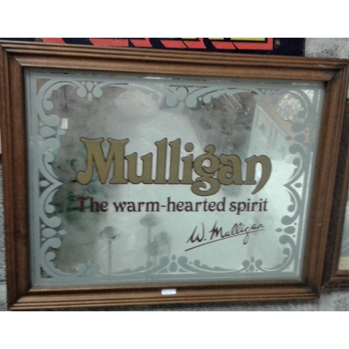136 - 'Mulligan - The Warmhearted Spirit' Advertising Mirror - c. 22.5 x 17.5ins