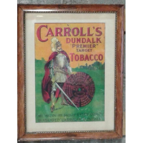 137 - 'Carrolls Dundalk Premier Target Tobacco' Framed Advertisement - 17 x 22ins