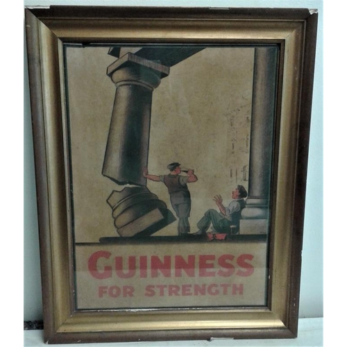 138 - Guinness For Strength Advertising Sign in a gilt frame, reproduction, c.17 x 22in
