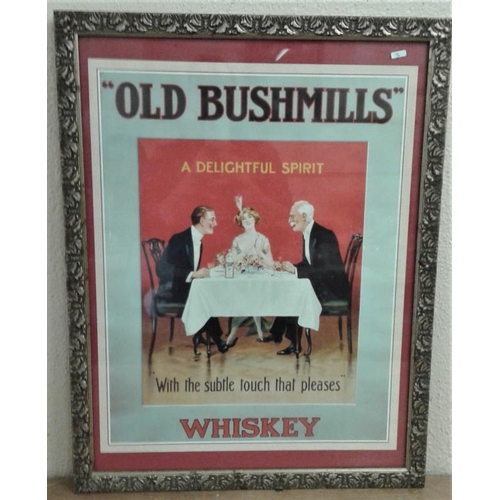 148 - Old Bushmills Whiskey Framed Poster - c. 21 x 27ins