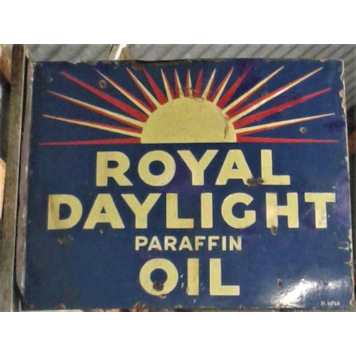 161 - 'Royal Daylight Oil' Double Sided Enamel Advertising Sign - 18 x 22ins