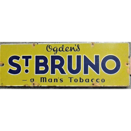 164 - 'Ogden's St. Bruno - a Man's Tobacco' Enamel Advertising Sign - 10 x 29ins