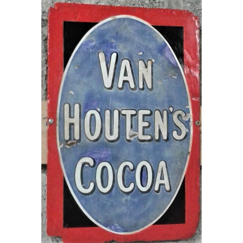 172 - 'Van Houten's Cocoa' Enamel Advertising Sign - 10 x 15ins