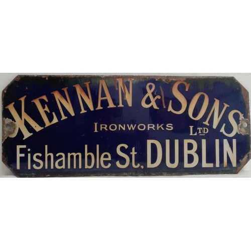 173 - 'Kennan & Sons Iron Works Ltd., Dublin' Enamel Advertising Sign - c. 22 x 9ins