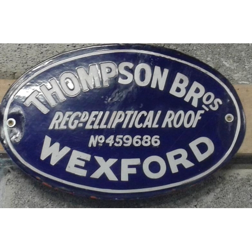 177 - 'Thompson Bros. of Wexford' Enamel Advertising Sign - 13 x 18ins