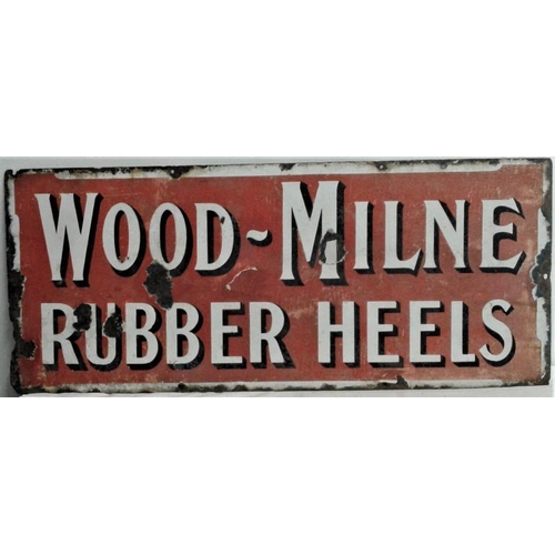 178 - Wood-Milne Rubber Heel Enamel Advertising Sign - c. 36 x 15ins