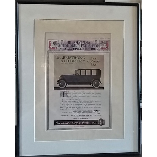 179 - Framed Original 1919 Armstrong Sideley Six Cylinder Advertisement 20