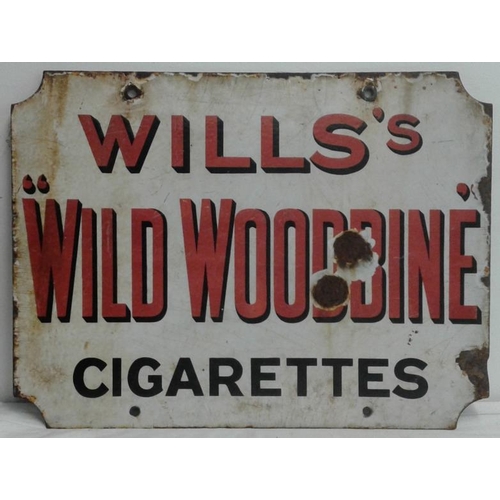 180 - 'Wills's Wild Woodbine Cigarettes' Enamel Advertising Sign - c. 36 x 15ins