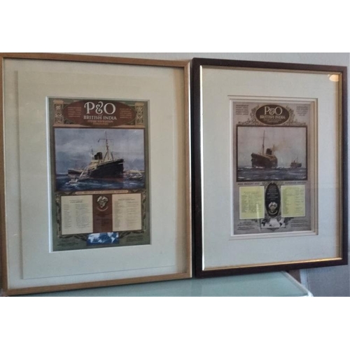 181 - Pair of Framed P&O Steam Navigation Company Cruise Advertisements 18 1/2