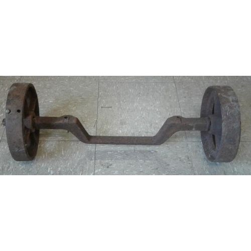 197 - Cast Iron Trolley Axle and Wheels