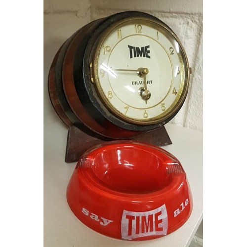 253 - Guinness Time Ale Counter Clock and Glass Ashtray (2)