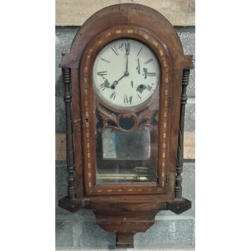 274 - Victorian Inlaid Walnut Wall Clock - 17 x 32ins