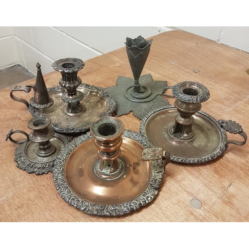 276 - Group of Five Silver Plated Chamber Candlesticks