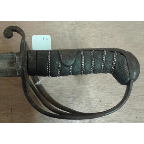 288 - Three Bar Slightly Curved Sword in Leather Scabbard