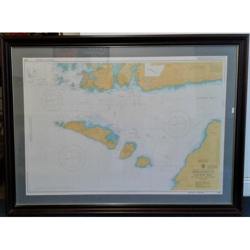 302 - Framed Admiralty Chart - 'Approaches to Galway Bay' - Overall c. 48 x 36ins